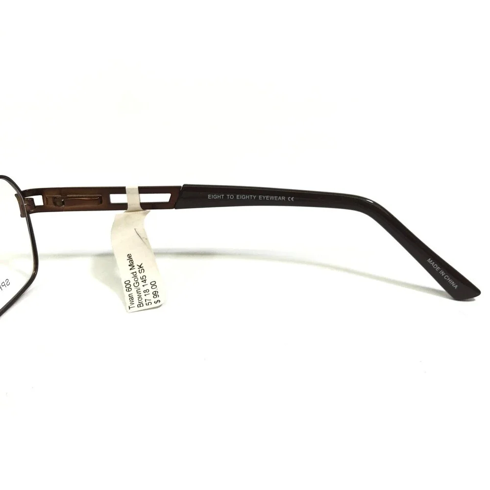 Eight to Eighty Eyeglasses Frames TWAN BROWN/GOLD Square Full Rim 57-18-145